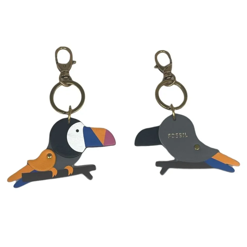 Fossil Toucan Bird Sofia Key Fob Key Chain Black Orange